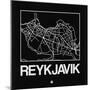 Black Map of Reykjavik-NaxArt-Mounted Art Print