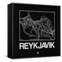 Black Map of Reykjavik-NaxArt-Framed Stretched Canvas