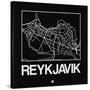 Black Map of Reykjavik-NaxArt-Stretched Canvas