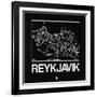 Black Map of Reykjavik-NaxArt-Framed Art Print