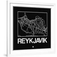 Black Map of Reykjavik-NaxArt-Framed Art Print