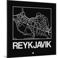 Black Map of Reykjavik-NaxArt-Mounted Art Print