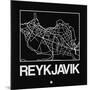 Black Map of Reykjavik-NaxArt-Mounted Art Print