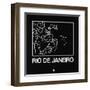 Black Map of Rio De Janeiro-NaxArt-Framed Art Print