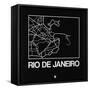 Black Map of Rio De Janeiro-NaxArt-Framed Stretched Canvas
