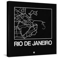 Black Map of Rio De Janeiro-NaxArt-Stretched Canvas