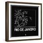 Black Map of Rio De Janeiro-NaxArt-Framed Art Print