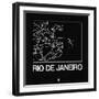 Black Map of Rio De Janeiro-NaxArt-Framed Art Print