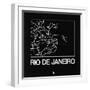 Black Map of Rio De Janeiro-NaxArt-Framed Art Print