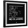 Black Map of Rio De Janeiro-NaxArt-Framed Art Print