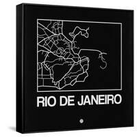 Black Map of Rio De Janeiro-NaxArt-Framed Stretched Canvas