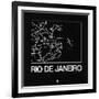 Black Map of Rio De Janeiro-NaxArt-Framed Art Print