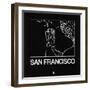 Black Map of San Francisco-NaxArt-Framed Art Print