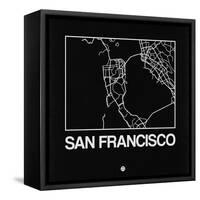 Black Map of San Francisco-NaxArt-Framed Stretched Canvas