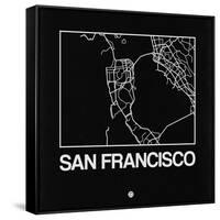 Black Map of San Francisco-NaxArt-Framed Stretched Canvas