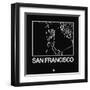 Black Map of San Francisco-NaxArt-Framed Art Print