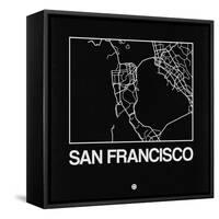 Black Map of San Francisco-NaxArt-Framed Stretched Canvas
