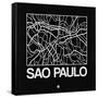 Black Map of Sao Paulo-NaxArt-Framed Stretched Canvas