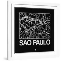 Black Map of Sao Paulo-NaxArt-Framed Art Print