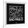 Black Map of Sao Paulo-NaxArt-Framed Art Print