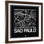 Black Map of Sao Paulo-NaxArt-Framed Art Print