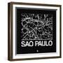 Black Map of Sao Paulo-NaxArt-Framed Art Print