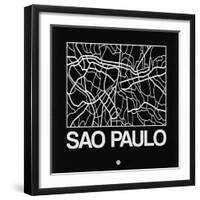 Black Map of Sao Paulo-NaxArt-Framed Art Print