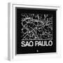 Black Map of Sao Paulo-NaxArt-Framed Art Print