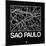 Black Map of Sao Paulo-NaxArt-Mounted Art Print