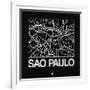 Black Map of Sao Paulo-NaxArt-Framed Art Print