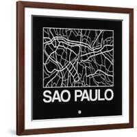 Black Map of Sao Paulo-NaxArt-Framed Art Print