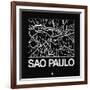 Black Map of Sao Paulo-NaxArt-Framed Art Print