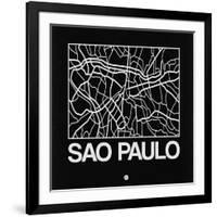 Black Map of Sao Paulo-NaxArt-Framed Art Print