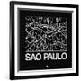 Black Map of Sao Paulo-NaxArt-Framed Art Print