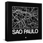 Black Map of Sao Paulo-NaxArt-Framed Stretched Canvas