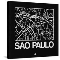 Black Map of Sao Paulo-NaxArt-Stretched Canvas