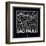 Black Map of Sao Paulo-NaxArt-Framed Art Print