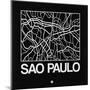 Black Map of Sao Paulo-NaxArt-Mounted Art Print