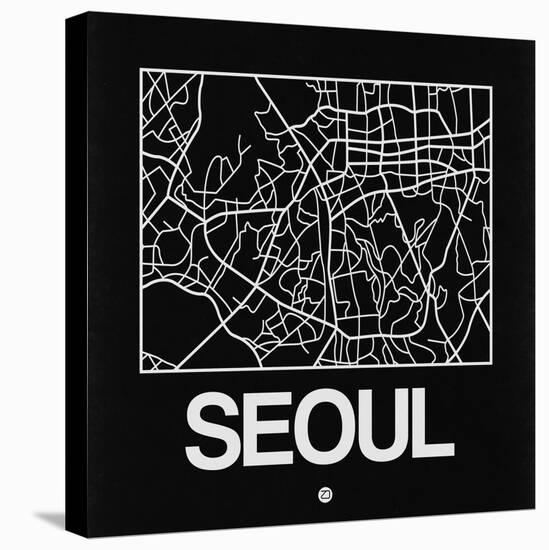 Black Map of Seoul-NaxArt-Stretched Canvas