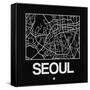 Black Map of Seoul-NaxArt-Framed Stretched Canvas