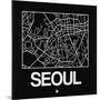 Black Map of Seoul-NaxArt-Mounted Art Print