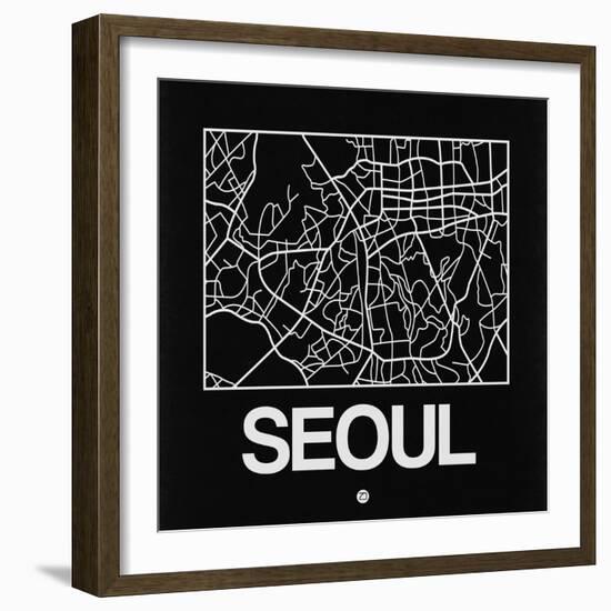 Black Map of Seoul-NaxArt-Framed Art Print