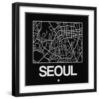 Black Map of Seoul-NaxArt-Framed Art Print