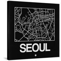 Black Map of Seoul-NaxArt-Stretched Canvas