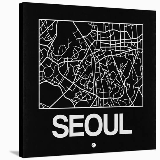 Black Map of Seoul-NaxArt-Stretched Canvas