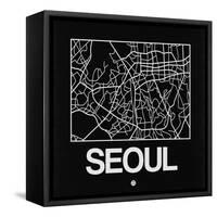 Black Map of Seoul-NaxArt-Framed Stretched Canvas