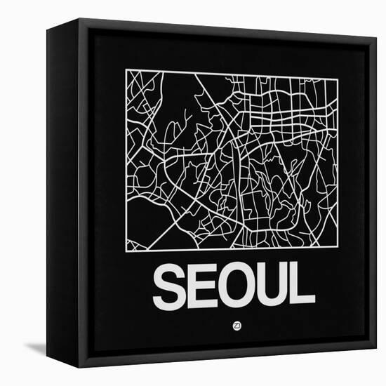 Black Map of Seoul-NaxArt-Framed Stretched Canvas