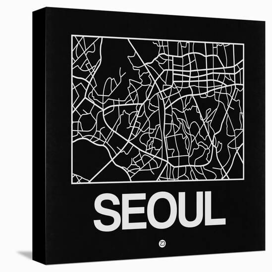 Black Map of Seoul-NaxArt-Stretched Canvas