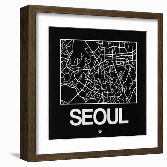 Black Map of Seoul-NaxArt-Framed Art Print