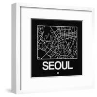 Black Map of Seoul-NaxArt-Framed Art Print